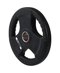 HolaHatha 35 Pound Olympic Rubber Coated Weight Plate w/Tri Grip Handle, Black