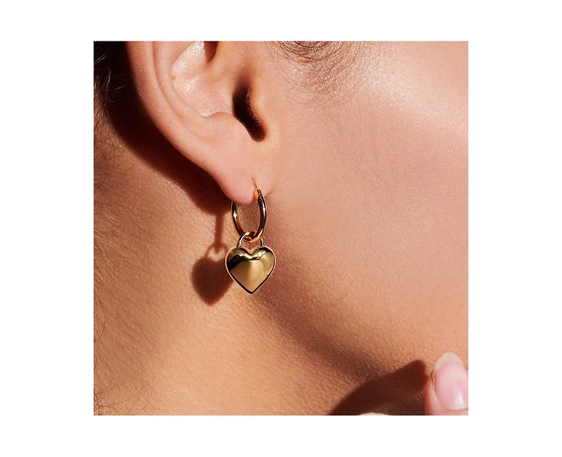 Freya Puffed Heart Drop Earrings in 14K Gold-Plated Sterling Silver