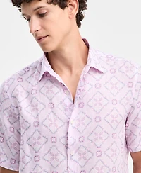 Club Room Men's Casa Regular-Fit Floral Button-Down Linen Shirt, Macy's Exclusive