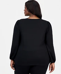 Ak Anne Klein Plus Blouson-Sleeve Top
