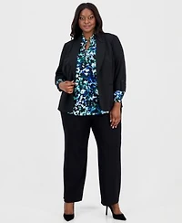 Ak Anne Klein 3 4 Sleeve Blazer Smocked Cuff Top Pull On Pants