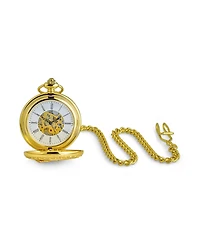 Bling Jewelry Fireman Firefighter Fire Truck Pocket Watch Two Tone Red Gold Plated With Long Pocket Chain