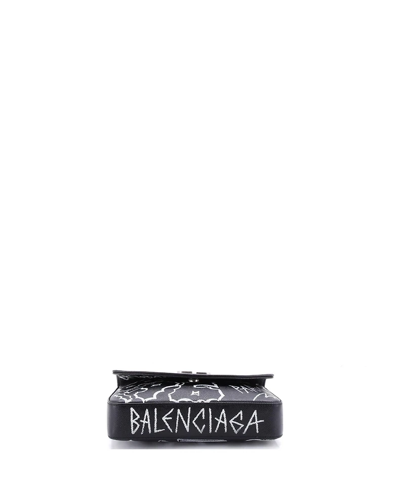 Pre-Owned Balenciaga Small Bb Graffiti Chain Wallet Leather