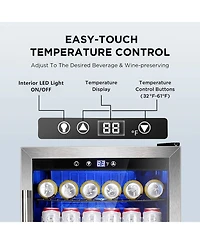 Cowsar 26 Bottle Wine Cooler Refrigerator, Small Freestanding Wine Fridge for Red, White and Champagne, Built-in Wine Cellar with Stainless Steel Glas