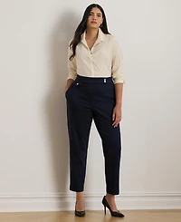Lauren Ralph Plus High Rise Ponte Ankle Pants
