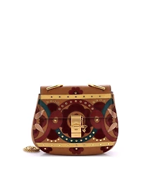Pre-Owned Chloe Small Drew Patchwork Crossbody Bag Studded Leather with Suede