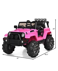 12V Kids Remote Control Truck with Led Lights – Pink