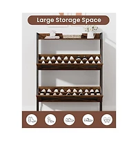 Chic Crate-2-Drawer Flip-Top Shoe Cabinet Narrow | Entryway | Metal Legs | Rustic Brown | 31.5inx8.5inx39.5in