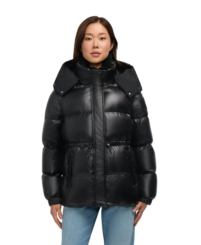 Pajar Women's Halo Puffer with Removable Hood and Faux Sherpa Bib