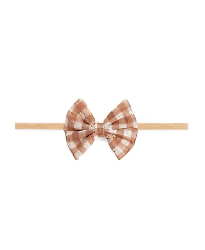 Sweet Wink Baby Girl's Gingham Printed Tulle Bow Baby Headband