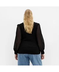 City Chic Plus Sheer Sleeve Sweater