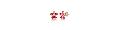 GiGiGirl 14K Gold Plated with Red Enamel Flower & Clear Cubic Zerconia Stud Earrings