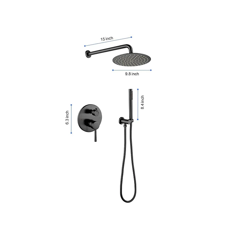 Rainsken Rain Shower Head Systems Wall Mounted Shower Faucet Set Head Handheld Shower Set For Bathroom