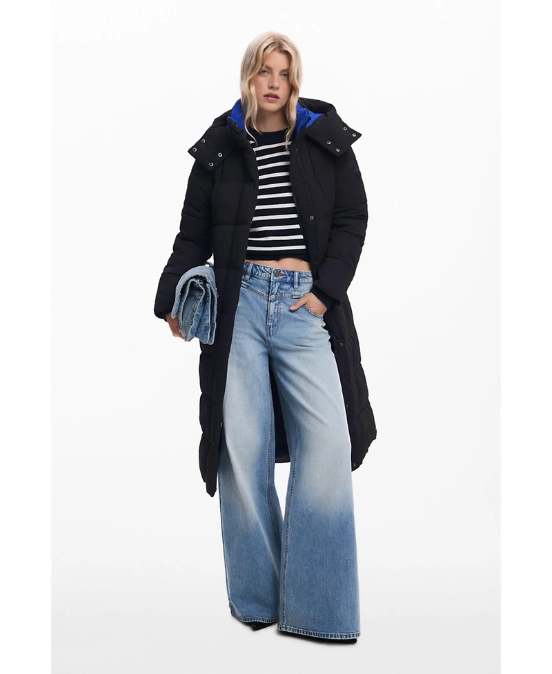 Desigual Women's Long padded jacket with belt