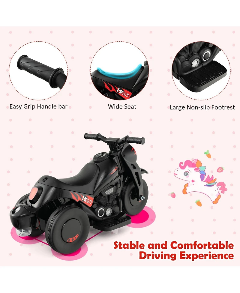 6V Kids Electric Ride-On Motorcycle with Bubble Maker and Music - Black