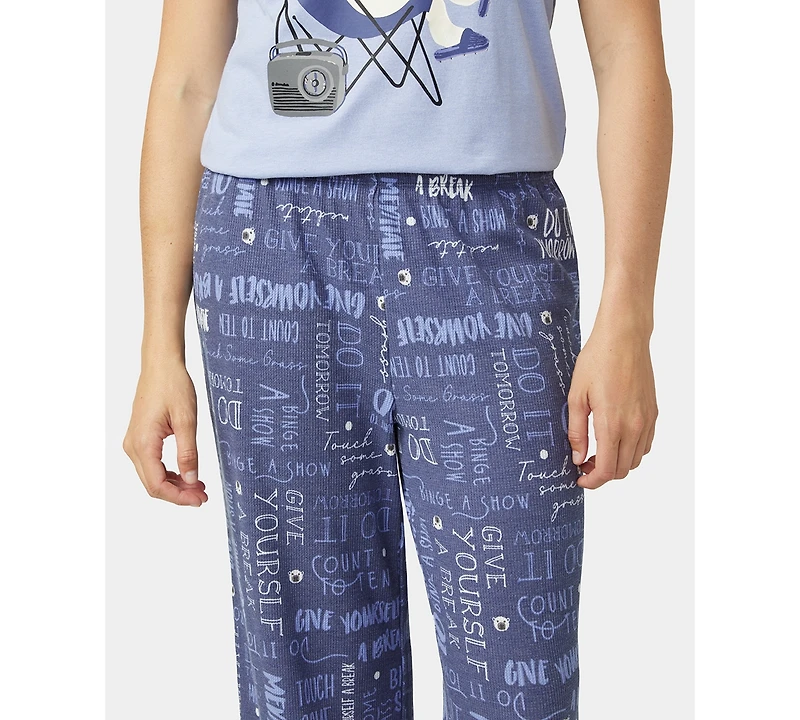 Hue Women's 2-Piece Embellished Short Sleeve Pajama Set