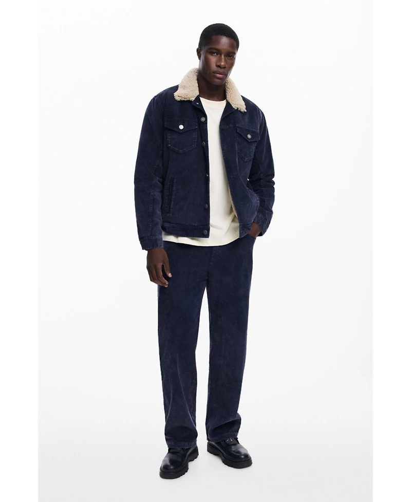 Desigual Men's Corduroy jacket with faux shearling collar