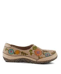 L'Artiste Women's Libora-Delite Handpainted Leather Floral Slip-On Shoes with Removable Insole