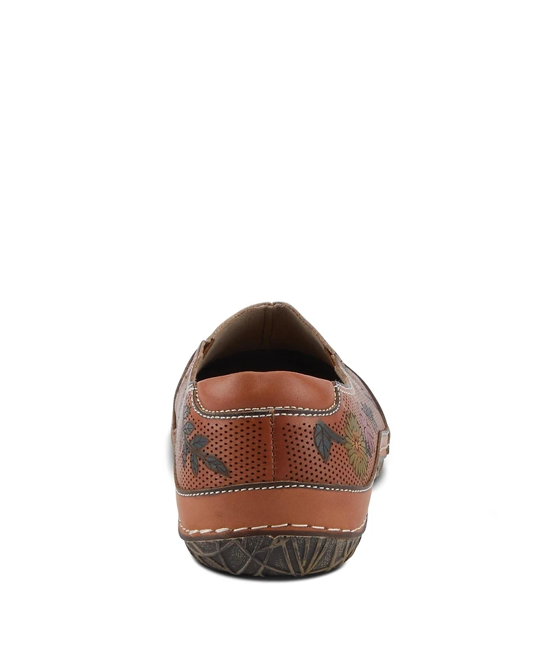 L'Artiste Women's Libora-Delite Handpainted Leather Floral Slip-On Shoes with Removable Insole