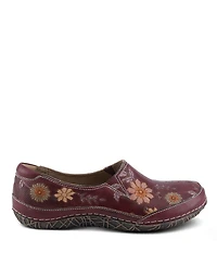 L'Artiste Women's Libora-Delite Handpainted Leather Floral Slip-On Shoes with Removable Insole