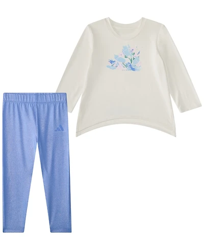 adidas Baby Girls 2-Piece Crew Neck Top and Elastic Waistband Pants Set