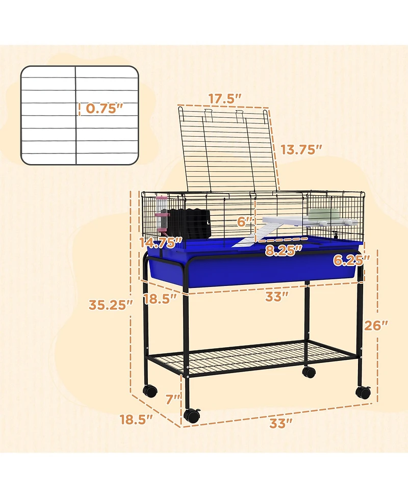PawHut Small Animal Cage Guinea Pig, Hedgehog, Ferret,