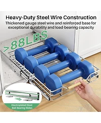 Kitstorack Pull out Cabinet Organizer,Heavy Duty Smooth Sliding Under Cabinet Shelves for Pots and Pans,Roll out Drawers with Thickened Chrome Plating