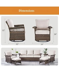 Gymojoy SeagullWing 2-Person Swivel Glider Wicker Outdoor with Olefin Cushion Patio Chairs