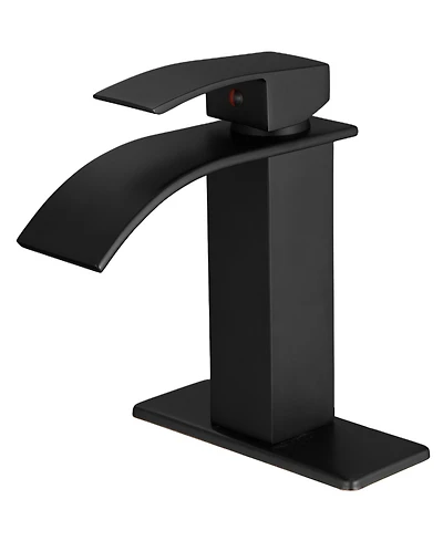 Greenspring Waterfall Single Handle Hole Modern Bathroom Faucet With Metal Drain Drip-Free Vanity Sink Brushed Gold