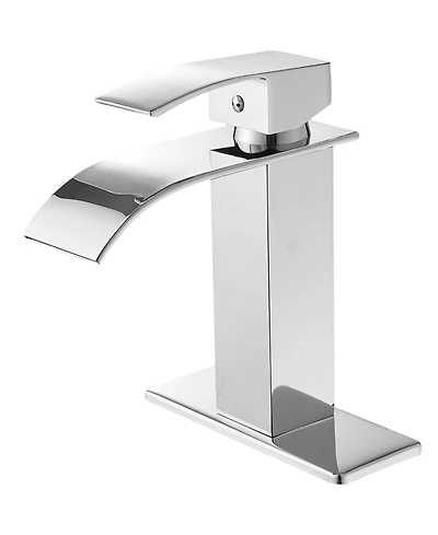 Greenspring Waterfall Single Handle Single Hole Modern Bathroom Faucet With Metal Drain Drip-Free Vanity Sink Faucet in Brushed Gold