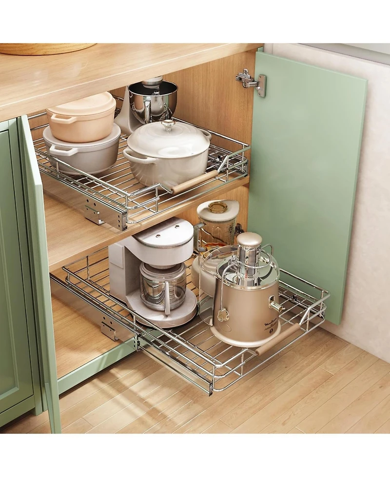 1PC Pull out Cabinet Organizer Fixed with Adhesive Nano Film+1PC Pull out Cabinet Organizer Bundle