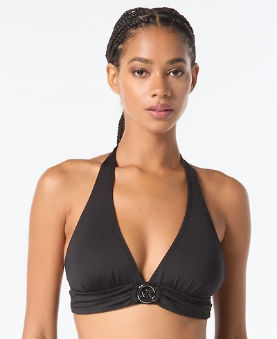Michael Kors Logo-Ring Halter Bikini Top