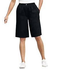 Woman Within Plus 7-Day Elastic-Waist Cotton Denim Short