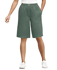 Woman Within Women's 7-Day Elastic-Waist Pull-On Cotton Denim Shorts