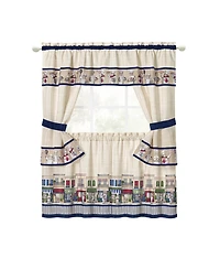 Kate Aurora Bon Appetite French Chef 5 Piece Rod Pocket Cafe Kitchen Curtain Tier & Swag Set