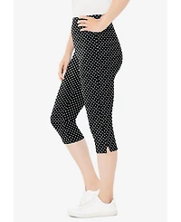 Woman Within Women's Stretch Cotton Printed Capri Legging