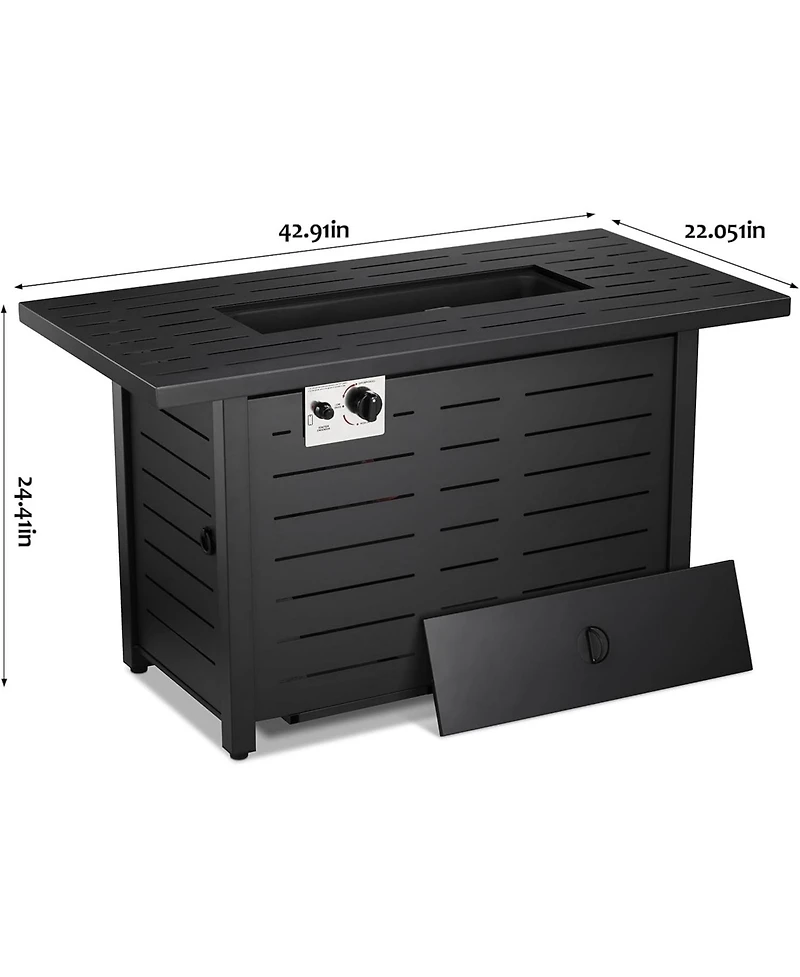 Cowsar 43 Inch Propane Fire Pit Csa-Listed Outdoor Fire Table, 50,000 Btu Firepit Table with Lid and Lava Rock