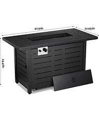 Cowsar 43 Inch Propane Fire Pit Csa-Listed Outdoor Fire Table, 50,000 Btu Firepit Table with Lid and Lava Rock