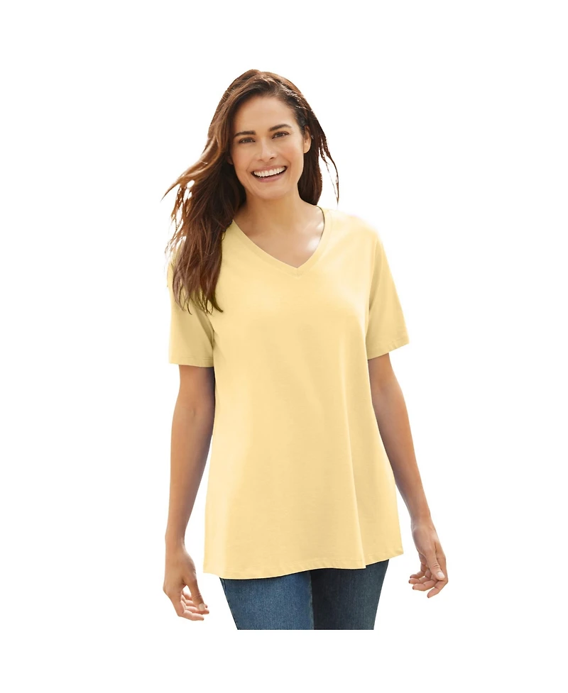 Woman Within Plus Perfect Short-Sleeve V-Neck Tee