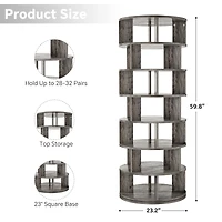 7-Tier Rotating Shoe Rack, 360° Display Wooden Revolving Rack Tower