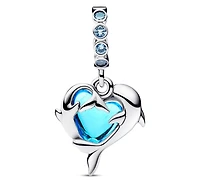 Pandora Blue Murano Glass Dolphins Dangle Charms