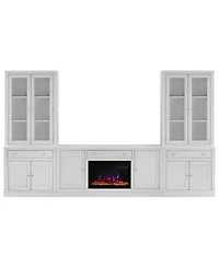 Furniture Amren 65" Wood 2 Door Console with 2 Door Hutches and 2 Door Bases with Drawers and Fireplace Insert