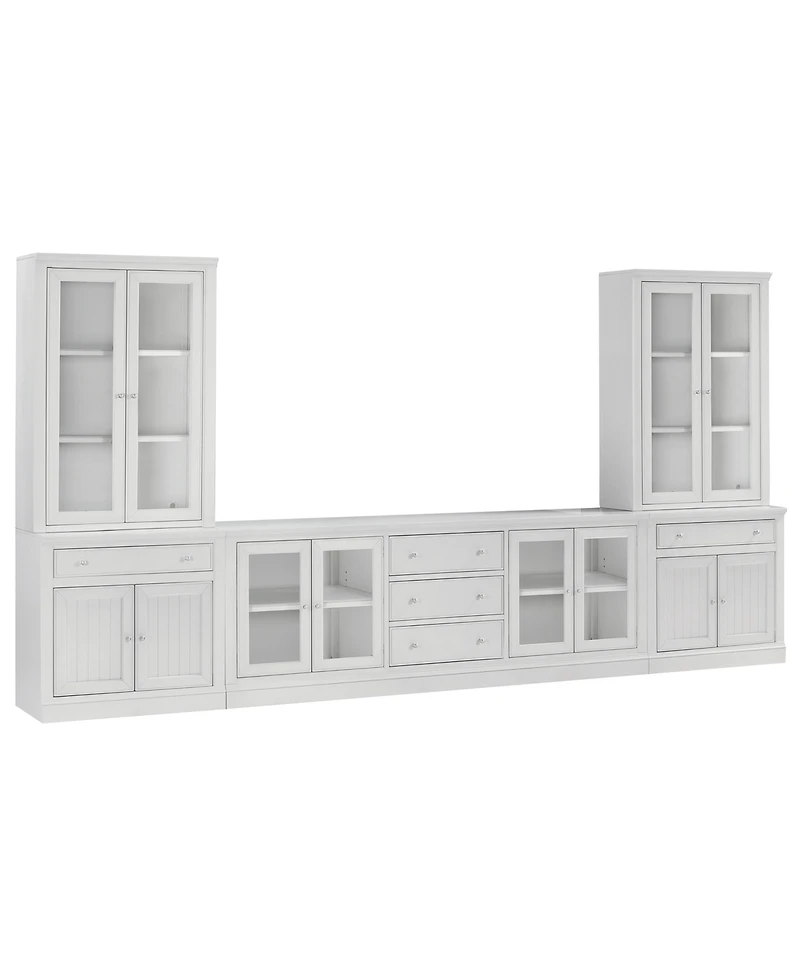 Furniture Amren 85" Wood 4 Door Console with Door Hutches and 2 Door Bases with Drawers