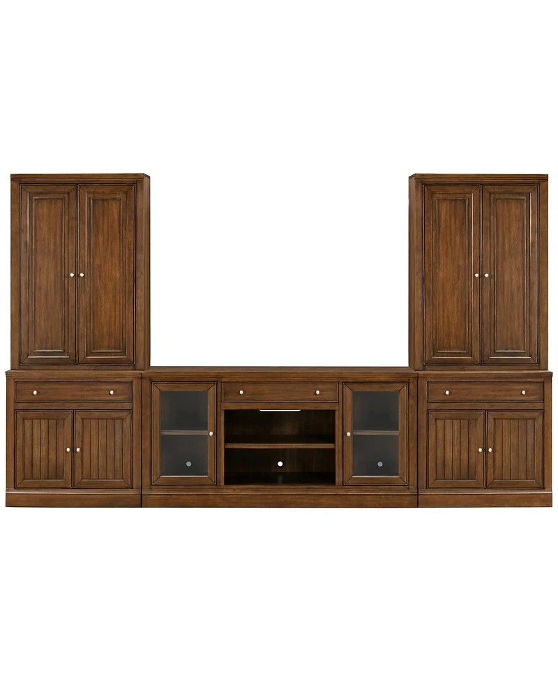 Furniture Amren 65" Wood 2 Door Console with 2 Door Hutches and 2 Door Bases with Drawers