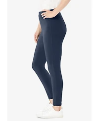 Woman Within Women's Within Stretch-Cotton Knit Pull-On Leggings