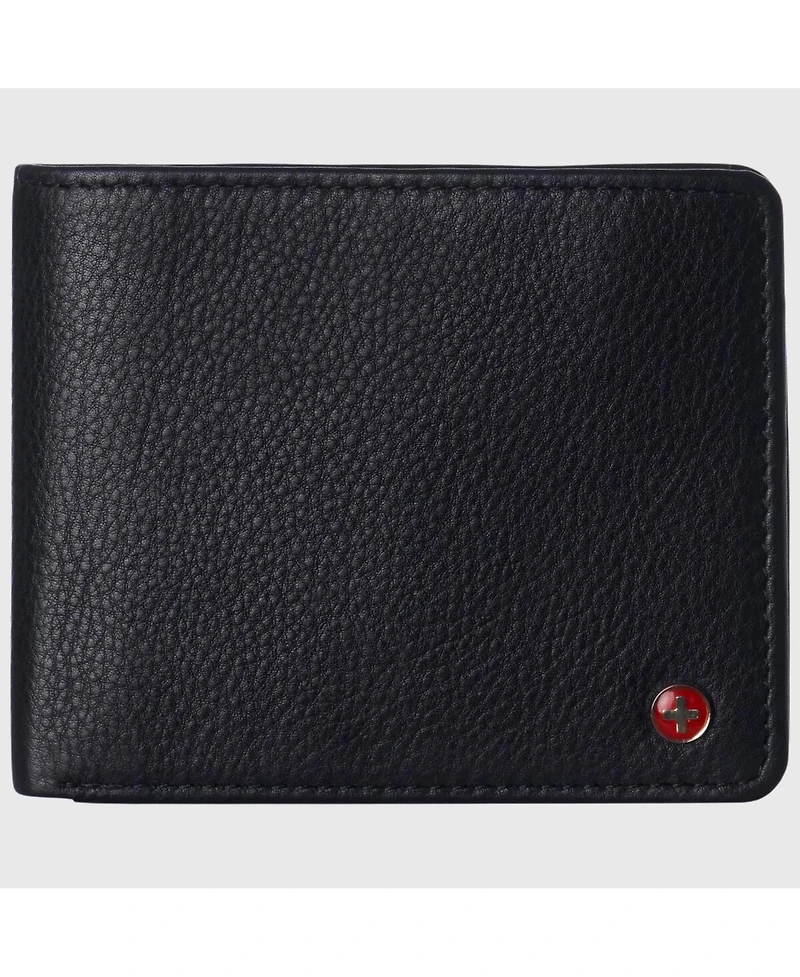 Alpine Swiss Mens Commuter Rfid Bifold Wallet 2 Id Windows Divided Bill Section