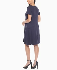 White Mark Women's Asymmetrical Waistline Maternity Dress