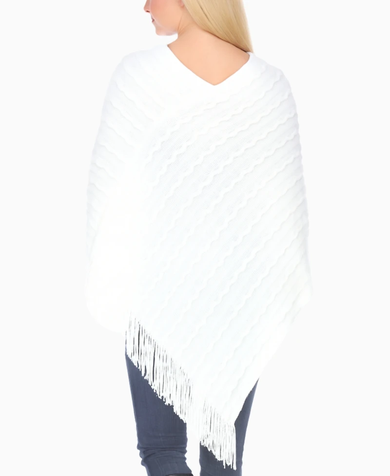White Mark Women's Lightweight Textured Knit Poncho Sweater