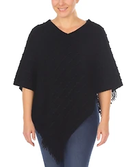 White Mark Women's Lightweight Textured Knit Poncho Sweater