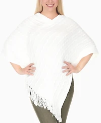 White Mark Women's Lightweight Textured Knit Poncho Sweater